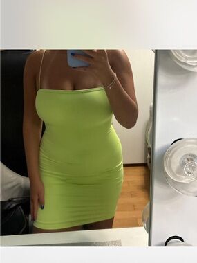 Meshki Neon Lime Slip Mini Dress